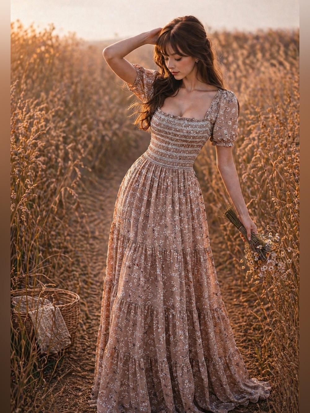 Storia Daydreaming by the Window tree swing floral smocked maxi dress